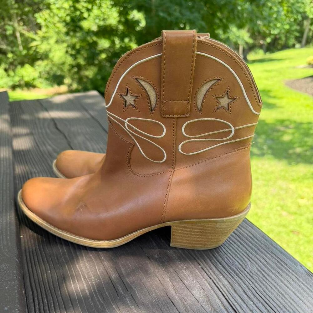 Dingo Leather Western Ankle Boots Whiskey Brown Sz 8.5